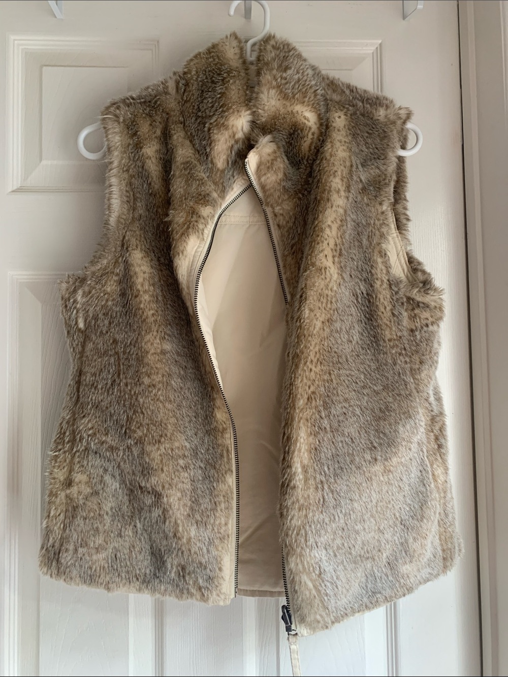 Reversible Faux Fur Vest - Tan Cozy Layer